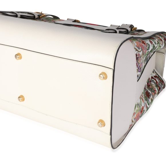 Gucci Ivory Leather & Web Floral Tapestry Duffle Bag - Picture 5 of 6